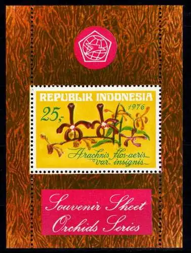 Indonesien Block 19 postfrisch Orchideen, Pflanzen #NW570