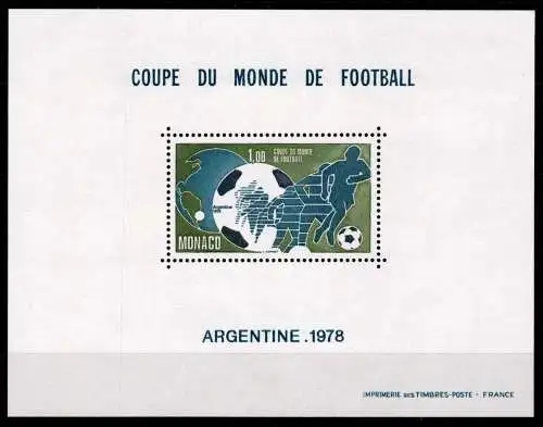 Monaco 1315 postfrisch als Sonderdruck, Fußball WM 1978 #NW556