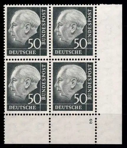 BRD 189x Wv postfrisch 4er Einheit der re. unteren Bogenecke mit F-Nr. 2 #NI641