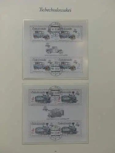Tschechoslowakei 1985-1988 gestempelt auf selbstgestalteten Seiten #LZ542