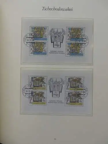 Tschechoslowakei 1985-1988 gestempelt auf selbstgestalteten Seiten #LZ542