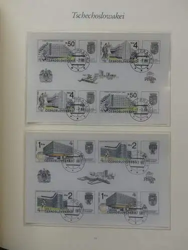 Tschechoslowakei 1985-1988 gestempelt auf selbstgestalteten Seiten #LZ542