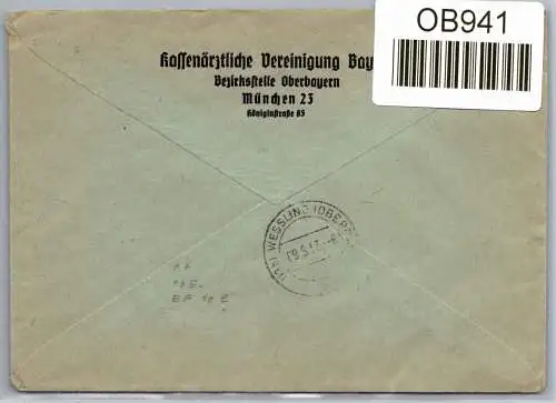 Bund 135 auf Brief Einschreiben #OB941