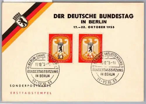 Berlin 128-130 auf Postkarte FDC #OB925