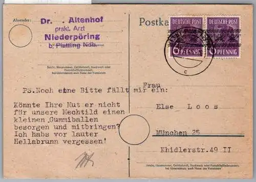 Alliierte Bestzung 37 I auf Postkarte Fernpostkarte #OB982