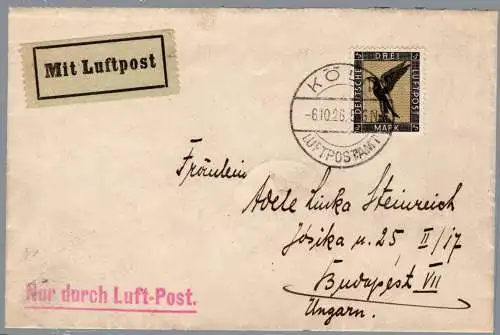 Deutsches Reich 384 auf Brief portogerechter LuPo Brief #OA968