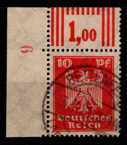 Deutsches Reich 357 W OR BN gestempelt Bogennummer 6, W OR 3`7`3 #OA954