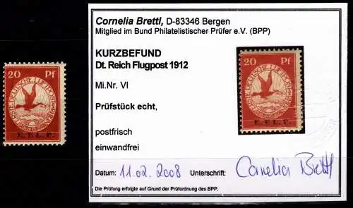 Deutsches Reich VI postfrisch Kurzbefund Brettl BPP #OA980