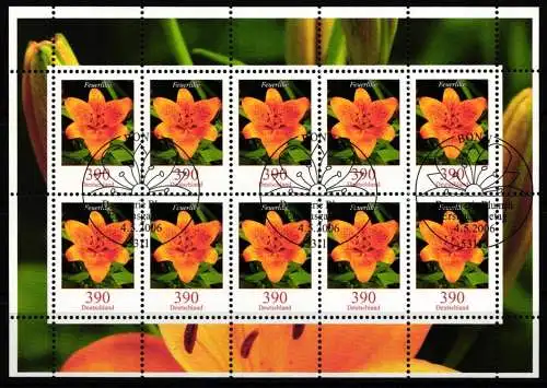 BRD Bund 2534 Kleinbogen gestempelt Blumen #ND506