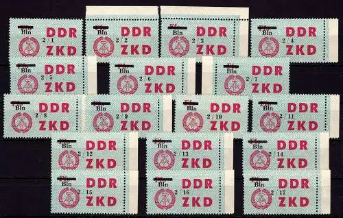 DDR ZKD 46 I - XVII postfrisch Dienstmarken #NZ832