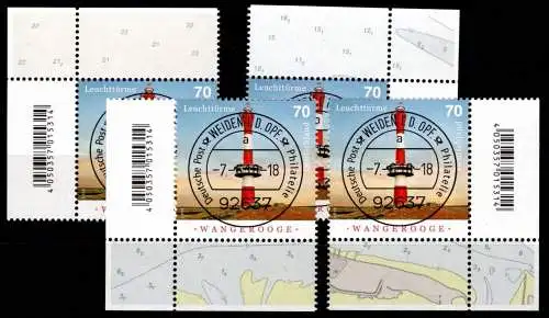 BRD Bund 3392 gestempelt alle 4 Ecken Leuchtturm #NX477