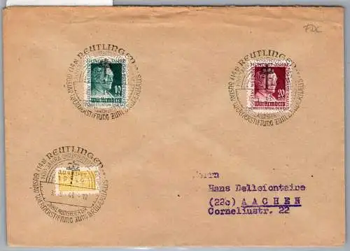 All. Bes. Württtemberg 47-48 auf Brief FDC Sonderstempel #NX521