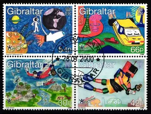 Gibraltar 901-904, Viererblock gestempelt #OB645