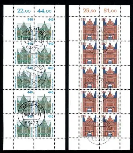 Bund Zehnerbögen 1937-1938 gestempelt #JO919