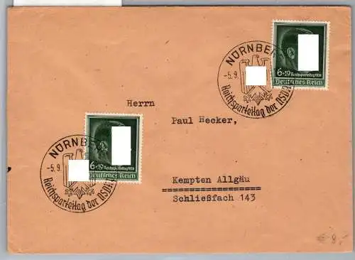 Deutsches Reich 672 auf Brief Sonderstempel Nürnberg #NX555