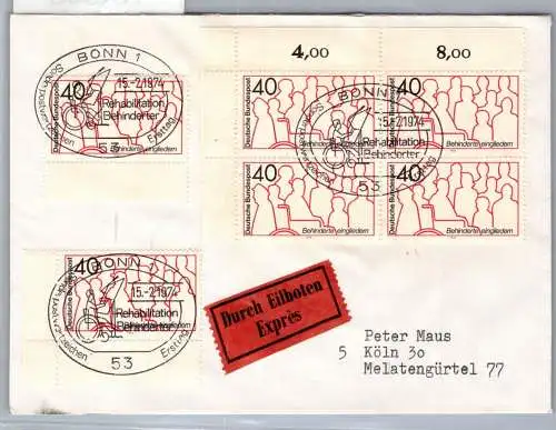 BRD Bund 796 als Ersttagsbrief Eilbote Express #NX608