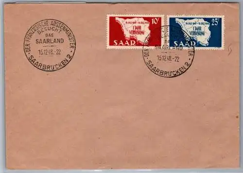 Saarland 260, 261 als Ersttagsbrief #OC742