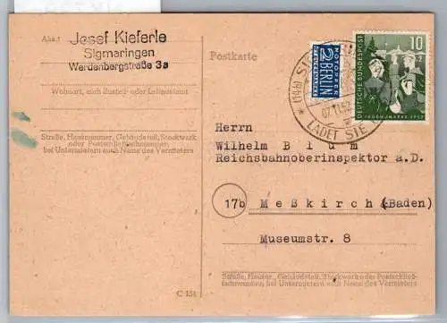 BRD Bund 153 auf Postkarte Einzelfrankatur #NX738