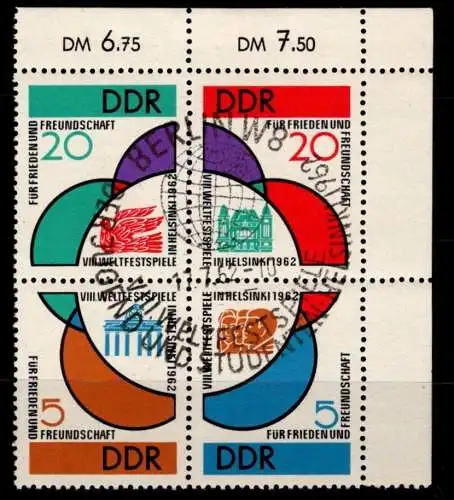 DDR 901-904 gestempelt Viererblock #NX696