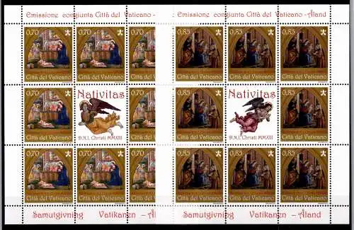 Vatikan 1792-1793 postfrisch als Kleinbögen, Weihnachten #OD009