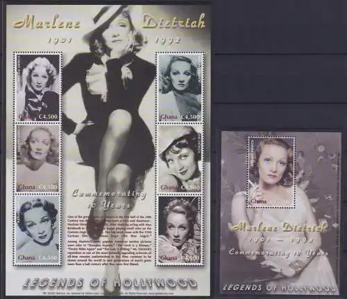 Ghana Block 449 + 3532-3537 postfrisch Marlene Dietrich #OD028