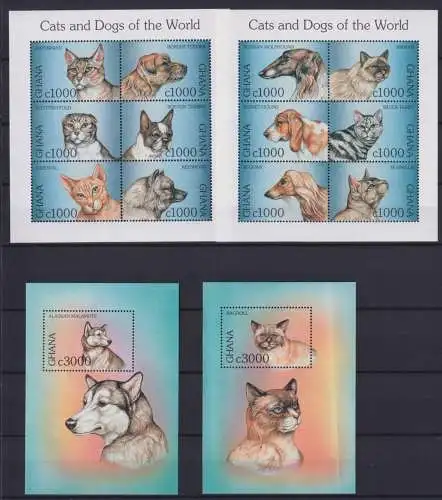 Ghana Block 334-335 + 2625-2636 postfrisch Hunde + Katzen #OD018