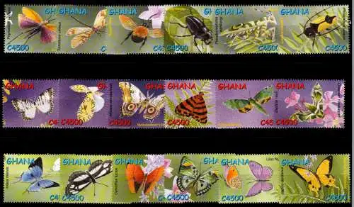 Ghana 3479-3496 postfrisch Insekten + Schmetterlinge #OD098