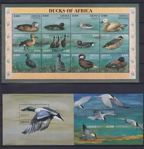 Ghana Block 273-274 + 2160-2171 postfrisch Enten, Vögel #OD071