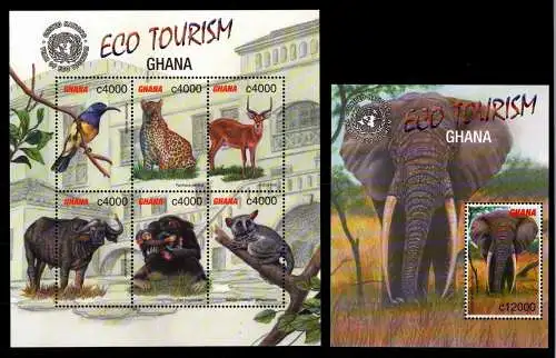 Ghana Block 437 + 3449-3454 postfrisch Wildtiere #OD095