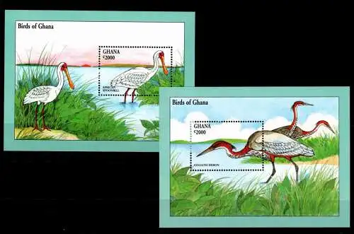 Ghana Block 251-252 postfrisch Reiher, Vögel #OD101