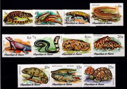 Guinea 782-792 A postfrisch Reptilien + Amphibien #NV248