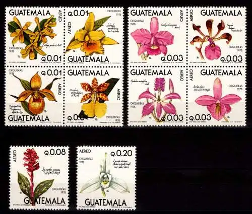 Guatemala 1101-1110 postfrisch Orchideen, Blumen #NV269