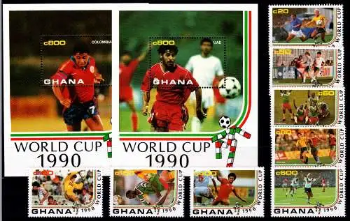 Ghana Block 157-158 + 1397-1404 postfrisch Fußball WM 1990 #NV313