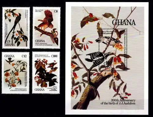 Ghana Block 119 + 1107-1110 postfrisch Vögel #NV330