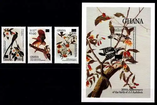 Ghana Block 152 + 1350-1352 postfrisch Vögel #NV317