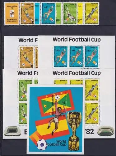 Grenada Grenadinen Block 60 + 475-478 + EB postfrisch Fußball WM 1982 #NV309