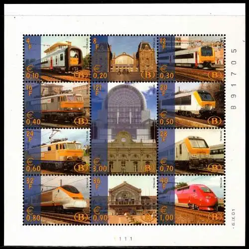 Belgien Eisenbahnpaketmarken TRV Block 3 postfrisch #NV837