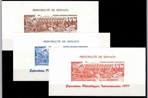 Monaco Ausstellungsblöcke Briefmarkenausstellung 1997, Faksimili #NV810