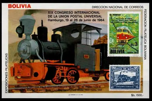 Bolivien Block 138 postfrisch Eisenbahn #NV863