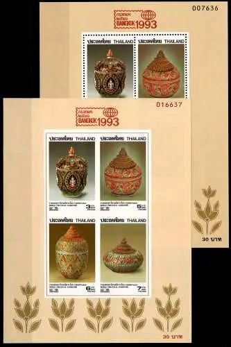 Thailand Block 51 A+B postfrisch Briefmarkenausstellung 1993 #NV818