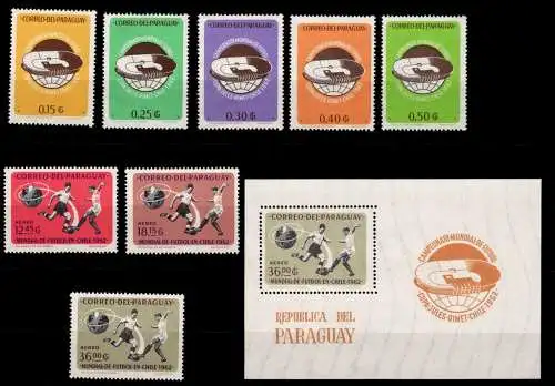 Paraguay Block 24 + 1064-1071 postfrisch Fußball WM 1962 #NV905