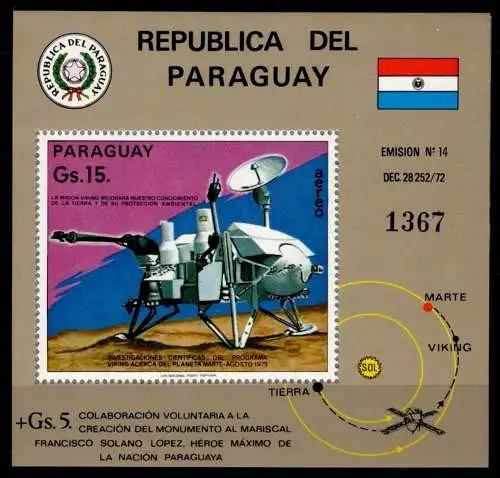 Paraguay Block 258 postfrisch Raumfahrt #NV923