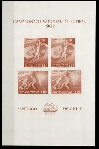 Chile 605-608 postfrisch als nichtfrankaturgültige Gedenkblatt Fußball WM #NV906