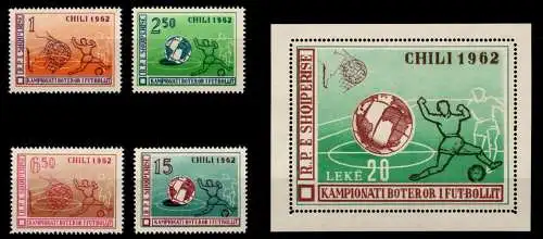 Albanien Block 12 + 678-681 postfrisch Fußball WM 1962 #NV910