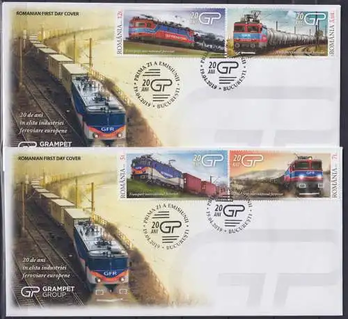 Rumänien 7533-7536 gestempelt als FDC, Eisenbahn #NV596