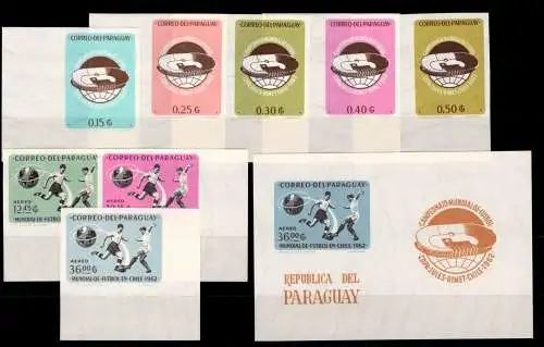 Paraguay Block 25 + 1072-1079 postfrisch Fußball WM 1962 #NV904