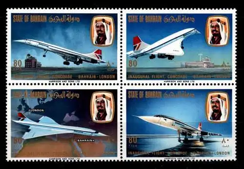 Bahrain 248-521 A als 4er Block, Concorde #NV941