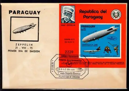 Paraguay Block 246 postfrisch als FDC, Zeppelin #NV939