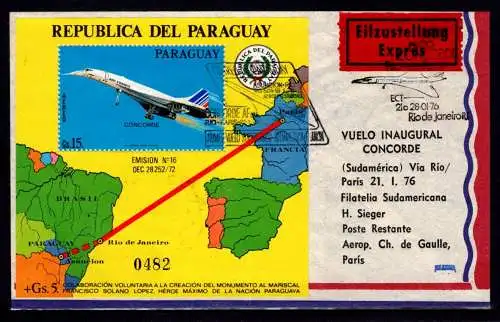 Paraguay Block 264 postfrisch Concorde #NV931