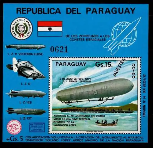 Paraguay Block 256 postfrisch Zeppelin #NV934